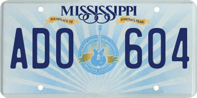 MS license plate ADO604
