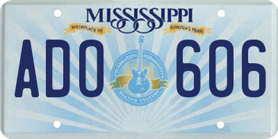 MS license plate ADO606