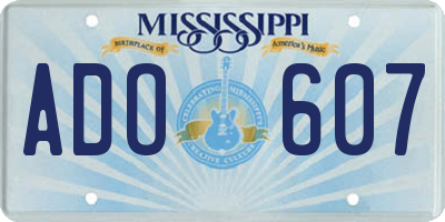 MS license plate ADO607