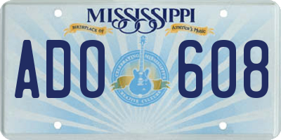 MS license plate ADO608