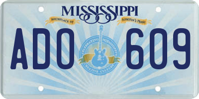 MS license plate ADO609