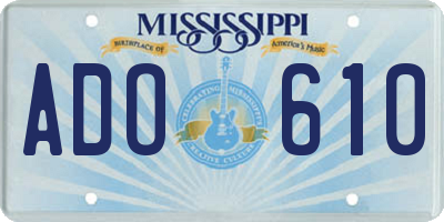 MS license plate ADO610