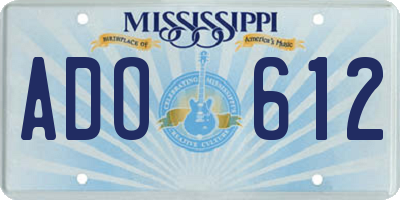 MS license plate ADO612