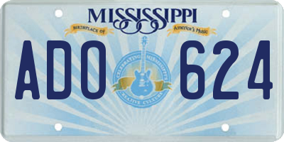 MS license plate ADO624
