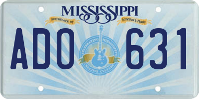 MS license plate ADO631