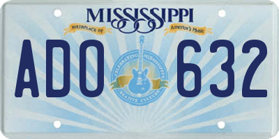 MS license plate ADO632