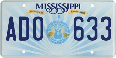 MS license plate ADO633