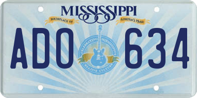 MS license plate ADO634