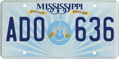 MS license plate ADO636