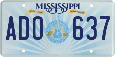 MS license plate ADO637
