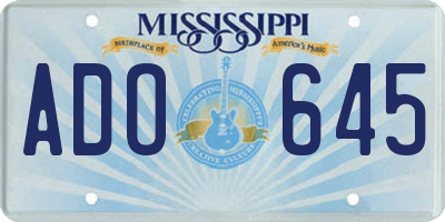 MS license plate ADO645