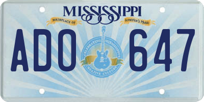 MS license plate ADO647