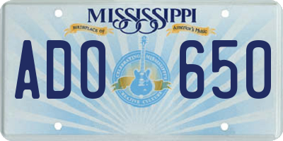 MS license plate ADO650