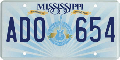 MS license plate ADO654