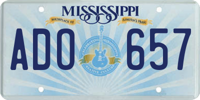MS license plate ADO657