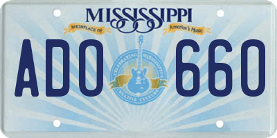 MS license plate ADO660