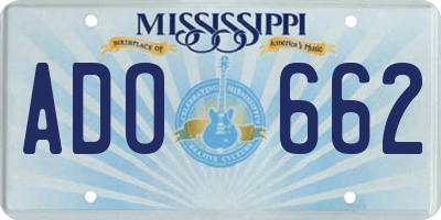 MS license plate ADO662