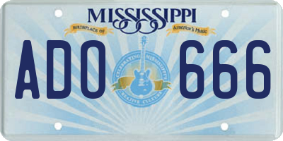 MS license plate ADO666