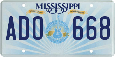 MS license plate ADO668