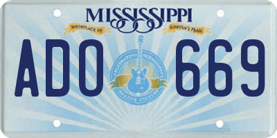 MS license plate ADO669