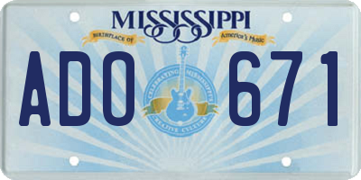 MS license plate ADO671