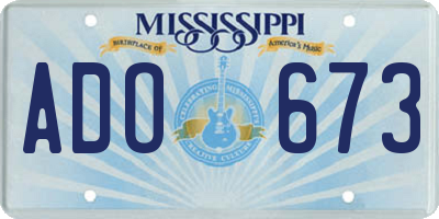 MS license plate ADO673