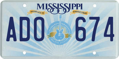 MS license plate ADO674