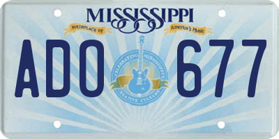 MS license plate ADO677