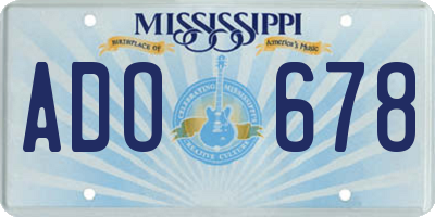 MS license plate ADO678