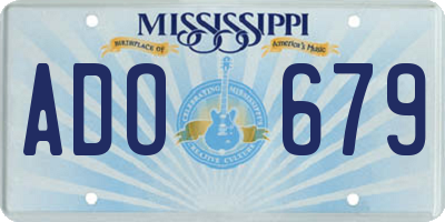 MS license plate ADO679