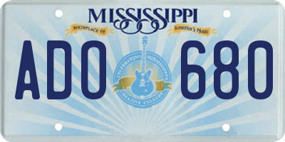 MS license plate ADO680