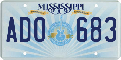 MS license plate ADO683