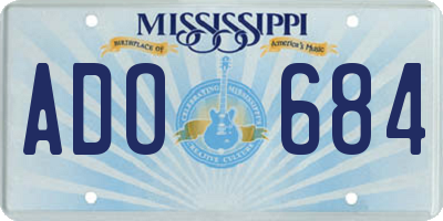 MS license plate ADO684