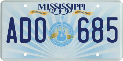 MS license plate ADO685