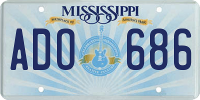 MS license plate ADO686