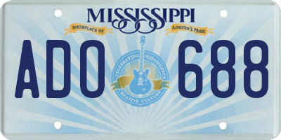 MS license plate ADO688