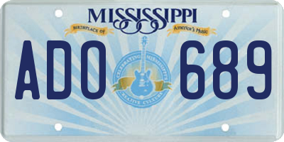 MS license plate ADO689