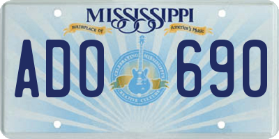 MS license plate ADO690