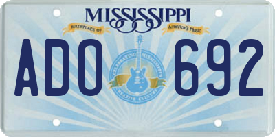 MS license plate ADO692
