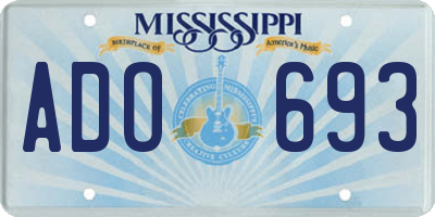MS license plate ADO693
