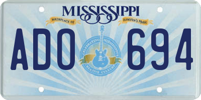 MS license plate ADO694