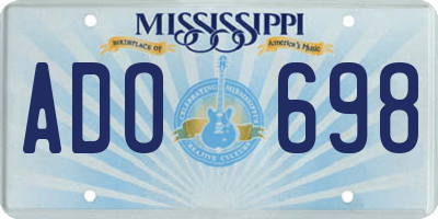 MS license plate ADO698