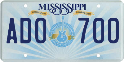 MS license plate ADO700
