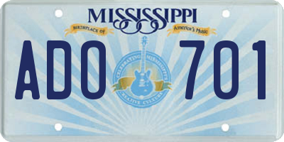 MS license plate ADO701