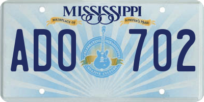 MS license plate ADO702