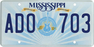 MS license plate ADO703