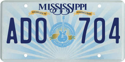 MS license plate ADO704