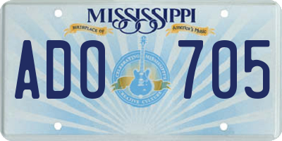 MS license plate ADO705