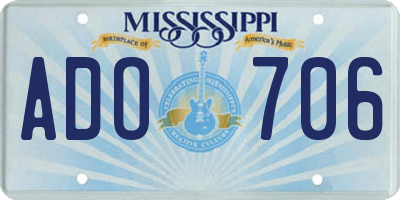 MS license plate ADO706