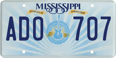 MS license plate ADO707